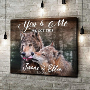 Custom Photo Wolves Couple Wall Art for Husband and Wife, you and me We got this Wolf Canvas