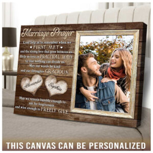 Personalized Wedding Gift Newly Married Couple, Marriage Prayer Couple Canvas for Husband and Wife