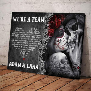 Personalized Couple Skull We’re a Team Wall Art Canvas Gift for Him for Her