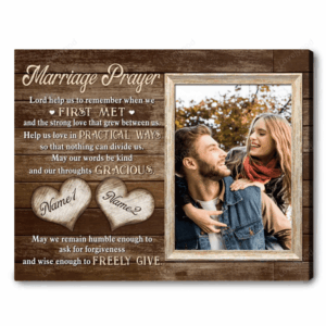 Personalized Wedding Gift Newly Married Couple, Marriage Prayer Couple Canvas for Husband and Wife