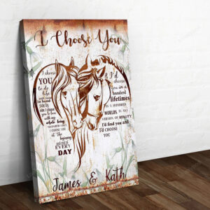 Personalized Horse Couple Wall Art, I choose you Horse Canvas for Husband and Wife who loves Horses