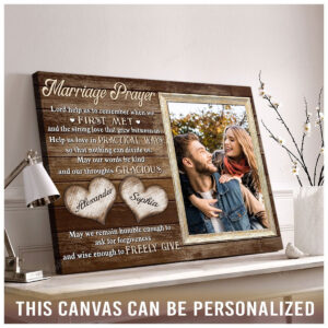 Personalized Wedding Gift For Couple, Newly Married Couple Wall Art, Marriage Prayer Canvas