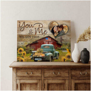 Farmhouse Pumpkin Truck Custom Couple Photo – You And Me We Got This Wall Art for Fall