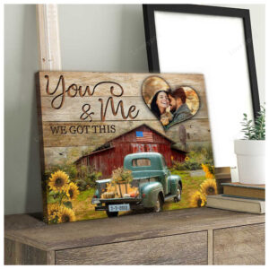 Farmhouse Pumpkin Truck Custom Couple Photo – You And Me We Got This Wall Art for Fall