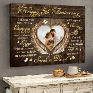 5 year anniversary gift for Wife, Custom Photo Couple Wall Art Canvas for Husband & Wife
