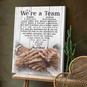 Personalized Old Couple Wall Art, We’re a team Wall Art Canvas for Him