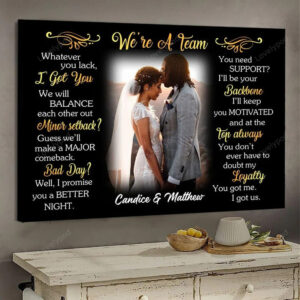 Whatever You Lack Custom Photo Canvas Gift For Couple, We’re a team Wall Art
