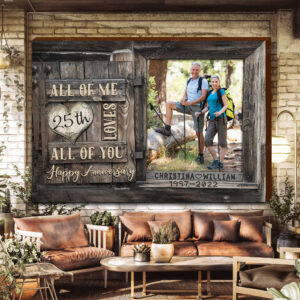 Wedding Anniversary 25th Custom Photo Couple Wall Art for Husband and Wife Bedroom Decor