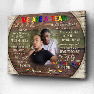 Personalized Photo Gift for Lesbian Couple, We’re a team Canvas LGBT Wall Art for Couple