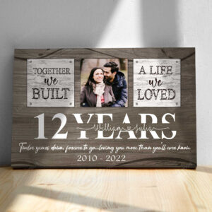 Wedding Anniversary 12 Years for Husband and Wife, Custom Photo Couple Canvass for Her