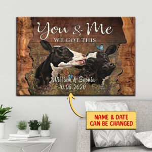 Personalized Cow Heifer Couple You & Me We Got This Wedding Anniversary Canvas