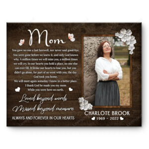 Personalized Gift For Loss Of Mom, Loss of Mom canvas wall art, Mom Remembrance Canvas, Mother Condolence Memorial Sympathy Gift