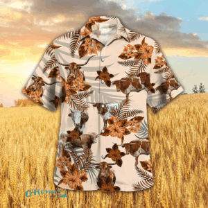 Hibiscus Hawaiian Shirt – Cow and Wheat Motif