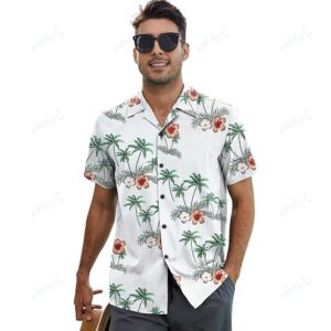 Hibiscus Hawaiian Shirt – Tropical Floral and Palm Tree Design
