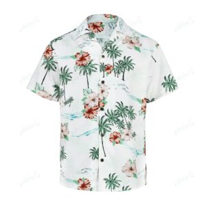 Hibiscus Hawaiian Shirt – Tropical Floral and Palm Tree Design