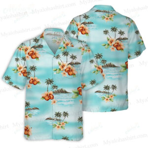 Hibiscus Mens Hawaiian Shirt, Hibiscus Button Up Shirt
