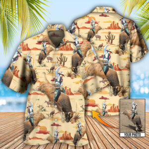 Cowboy Bull Riding Tropical Hawaiian Shirt